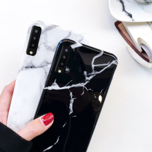 VAKU ® Samsung Galaxy A7 (2018) Sefa Stone Series with Marble and 9H hardness tempered Glass Back Cover