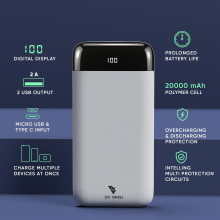 VAKU ® Maximus Power Lens 20000mAh Digital Display Dual USB Powerbank