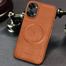 Vaku ® Oneplus Nord 2T Maxtron Leather Stitched Magnetic Magsafe Non-Slip Grip Shockproof Back Cover