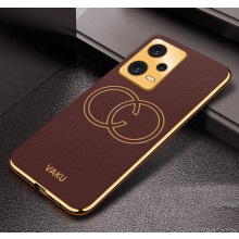 Vaku ® Xiaomi Redmi Note 12 5G Skylar Leather Pattern Gold Electroplated Soft TPU Back Cover