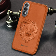 Vaku ® OnePlus Nord CE4 Lion Embossed Luxury Designer Leather Protective Back Cover Case