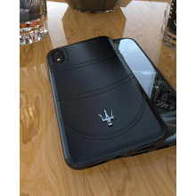 Maserati ® Apple iPhone XR GranTurismo Double Stitched Dual-Material Pure Leather Back Cover