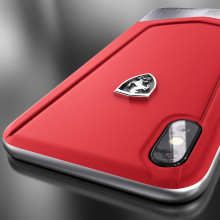 Ferrari ® Apple iPhone XS Moranello Series Luxurious Leather + Metal Case Limited Edition Back Cover