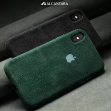 VAKU ® For Apple iPhone XS Max Alcantara Super Suede Logo Leather Cover