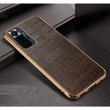 Vaku ® Redmi Note 10 Pro Rexza Leather Stitched Gold Electroplated Soft TPU Back Cover