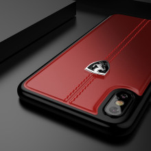 Ferrari ® Apple iPhone XS Vertical Contrasted Stripe - Material Heritage leather Hard Case back cover