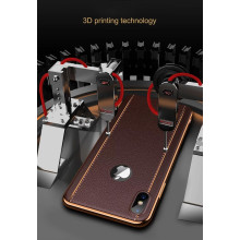 VAKU ® Apple iPhone X / XS Vertical Leather Stitched Gold Electroplated Soft TPU Back Cover