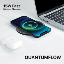 Vaku ® 15W Wireless Charger Quantum Flow Series Fast Charging Pad PD & Qi-Certified with Type C Cable