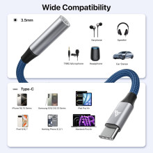 Vaku Luxos ® SonicArc Type C to 3.5mm Jack Adapter | Hi-Fi DAC (24-bit/96KHz) for Lossless Audio | Aux Converter for iPhone 16/15, Samsung, OnePlus