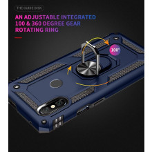 Vaku ® Xiaomi Redmi Note 6 Pro Hawk Ring Shock Proof Cover with Inbuilt Kickstand