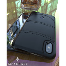 Maserati ® Apple iPhone XS Max GranTurismo Double Stitched Dual-Material Pure Leather Back Cover
