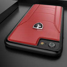 Ferrari ® Apple iPhone 8 Official 488 GTB Logo Double Stitched Dual-Material Pure Leather Back Cover