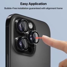 Vaku ® Apple iPhone 16 Pro Metal Camera Lens Protector Anti Scratch HD Clear Case Friendly Tempered Glass Camera Cover