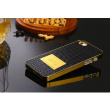 Vaku ® Apple iPhone 5 / 5S / SE Premium Crocodile Leather Gold Electroplated Back Cover