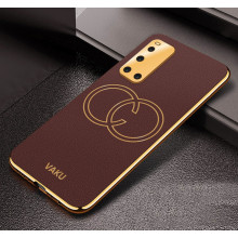 Vaku ® Vivo V19 Skylar Leather Pattern Gold Electroplated Soft TPU Back Cover