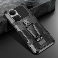 Vaku ® Oppo Reno10 5G Vanguard Military Grade Armor Case with Metal Belt Clip Kickstand Back Cover