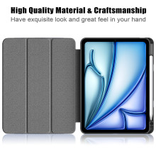 Vaku ® OPTINEX Apple iPad Air 13 inch (M2) Back Flip Stand Cover 360 Degree with Pencil Holder Transparent Back Powerful Magnetic Attachment Slim Trifold Stand Case