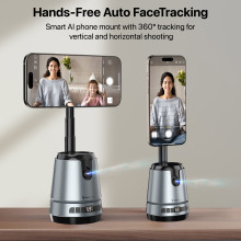 Vaku Luxos ® TREXO CAM AI Face Tracking Selfie Stand With 2000mAh Wireless Power Bank and 360° Rotation For Vlogging & Live Streaming