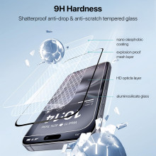 Vaku ® Apple iPhone 16 Plus ESD Full Glass Dust & Water Proof Tempered Glass Anti-Scratch Edge to Edge Coverage