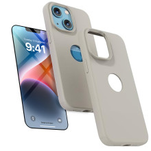 Vaku Luxos ® 2In1 Combo Apple iPhone 14 Plus Liquid Silicone Logo-Cut Soft Anti-Scratch Back Cover with 3D Tempered Glass