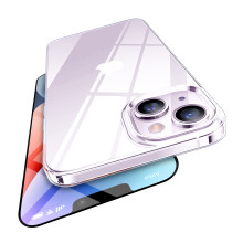 Vaku Luxos ® 2In1 Combo Apple iPhone 14 Plus Glassy Clear TPU Shockproof  Cover with 3D Tempered Glass
