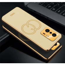 Vaku ® Xiaomi 11T Pro 5G Skylar Leather Pattern Gold Electroplated Soft TPU Back Cover