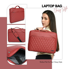 Vaku Luxos ® Criss-Cross Leather Sleeve 15” Messenger Sleeve Laptop Bag For Men and Women