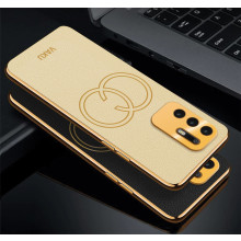 Vaku ® Oppo F19 Pro Plus 5G Skylar Leather Pattern Gold Electroplated Soft TPU Back Cover