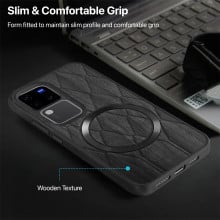 Vaku ® Vivo V30 5G Diamond Plume Pattern Magnetic Magsafe Matte Soft-Touch Texture Back Cover