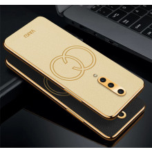 Vaku ® OnePlus 8 Skylar Leather Pattern Gold Electroplated Soft TPU Back Cover