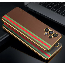 Vaku ® Samsung Galaxy A13 Felix Line Leather Stitched Gold Electroplated Soft TPU Back Cover