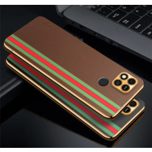 Vaku ® Xiaomi Redmi 10A Felix Line Leather Stitched Gold Electroplated Soft TPU Back Cover Case