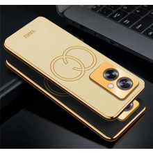 Vaku ® Oppo A79 5G Skylar Leather Pattern Gold Electroplated Soft TPU Back Cover