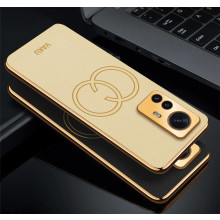 Vaku ® Xiaomi 12 Pro 5G Skylar Leather Pattern Gold Electroplated Soft TPU Back Cover