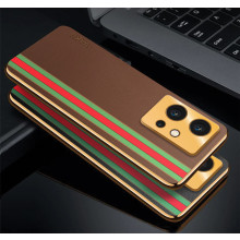 Vaku ® Vivo T1 5G Felix Line Leather Stitched Gold Electroplated Soft TPU Back Cover Case