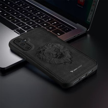 Vaku ® Samsung Galaxy A15 5G Lion Embossed Luxury Designer Leather Protective Back Cover Case