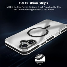 Vaku Luxos ® Apple iPhone 16 Plus Vortex Magpro Gel Cushion Slim Fit Shockproof Certified Mag-Safe Crystal Clear Camera Metal Ring Back Cover
