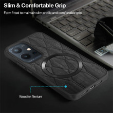 Vaku ® Vivo Y75 5G Diamond Plume Pattern Magnetic Magsafe Matte Soft-Touch Texture Back Cover