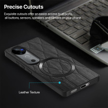 Vaku ® Vivo V40 5G Diamond Plume Pattern Magnetic Magsafe Matte Soft-Touch Texture Back Cover