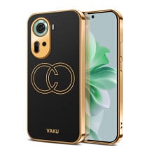 Vaku ® Oppo Reno11 5G Skylar Leather Pattern Gold Electroplated Soft TPU Back Cover