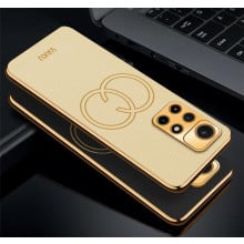 Vaku ® Redmi Note 11T 5G Skylar Leather Pattern Gold Electroplated Soft TPU Back Cover
