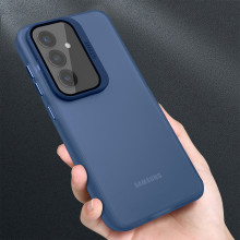 Vaku ® Samsung Galaxy A34 5G Rime Frosted Translucent Camera Protector Case with Built-in Stash Stand Back Cover