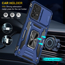 Vaku ® Samsung Galaxy A73 5G Aegis Armor Slide Camera Protection Magnetic Ring Holder Kickstand Back Cover
