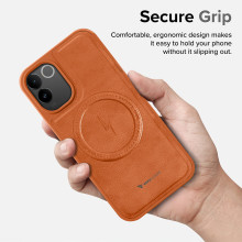 Vaku ® Vivo T2 Pro 5G Maxtron Leather Stitched Magnetic Magsafe Non-Slip Grip Shockproof Back Cover
