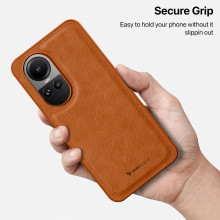 Vaku ® Oppo Reno10 Pro 5G Luxe Premium Leather Stitched Non-Slip Grip Protective Back Cover