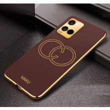 Vaku ® Vivo Y21a Skylar Leather Pattern Gold Electroplated Soft TPU Back Cover