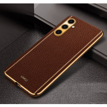Vaku ® Samsung Galaxy A05s Luxemberg Leather Pattern Gold Electroplated Soft TPU Back Cover
