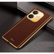 Vaku ® Oppo A3X 5G Luxemberg Leather Pattern Gold Electroplated Soft TPU Back Cover