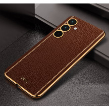 Vaku ® Samsung Galaxy F15 5G Luxemberg Leather Pattern Gold Electroplated Soft TPU Back Cover