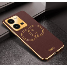 Vaku ® Vivo Y35 4G Skylar Leather Pattern Gold Electroplated Soft TPU Back Cover